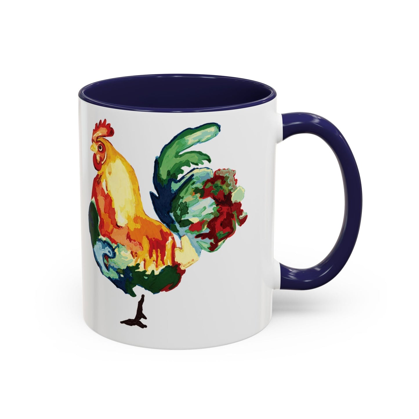 Rooster Two Tone Ceramic Coffee Mug (11oz & 15oz) - Blue Cava