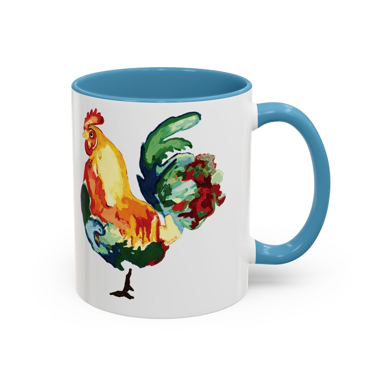Rooster Two Tone Ceramic Coffee Mug (11oz & 15oz) - Blue Cava