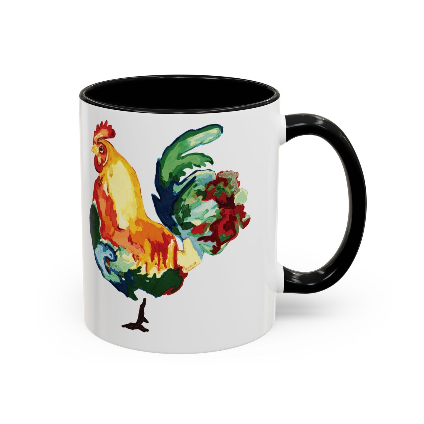 Rooster Two Tone Ceramic Coffee Mug (11oz & 15oz) - Blue Cava