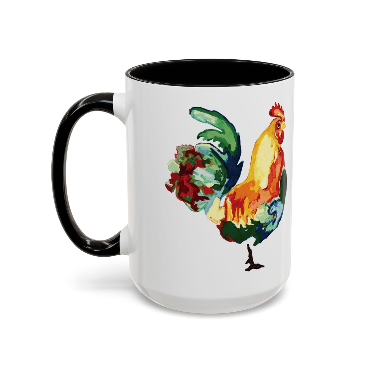 Rooster Two Tone Ceramic Coffee Mug (11oz & 15oz) - Blue Cava