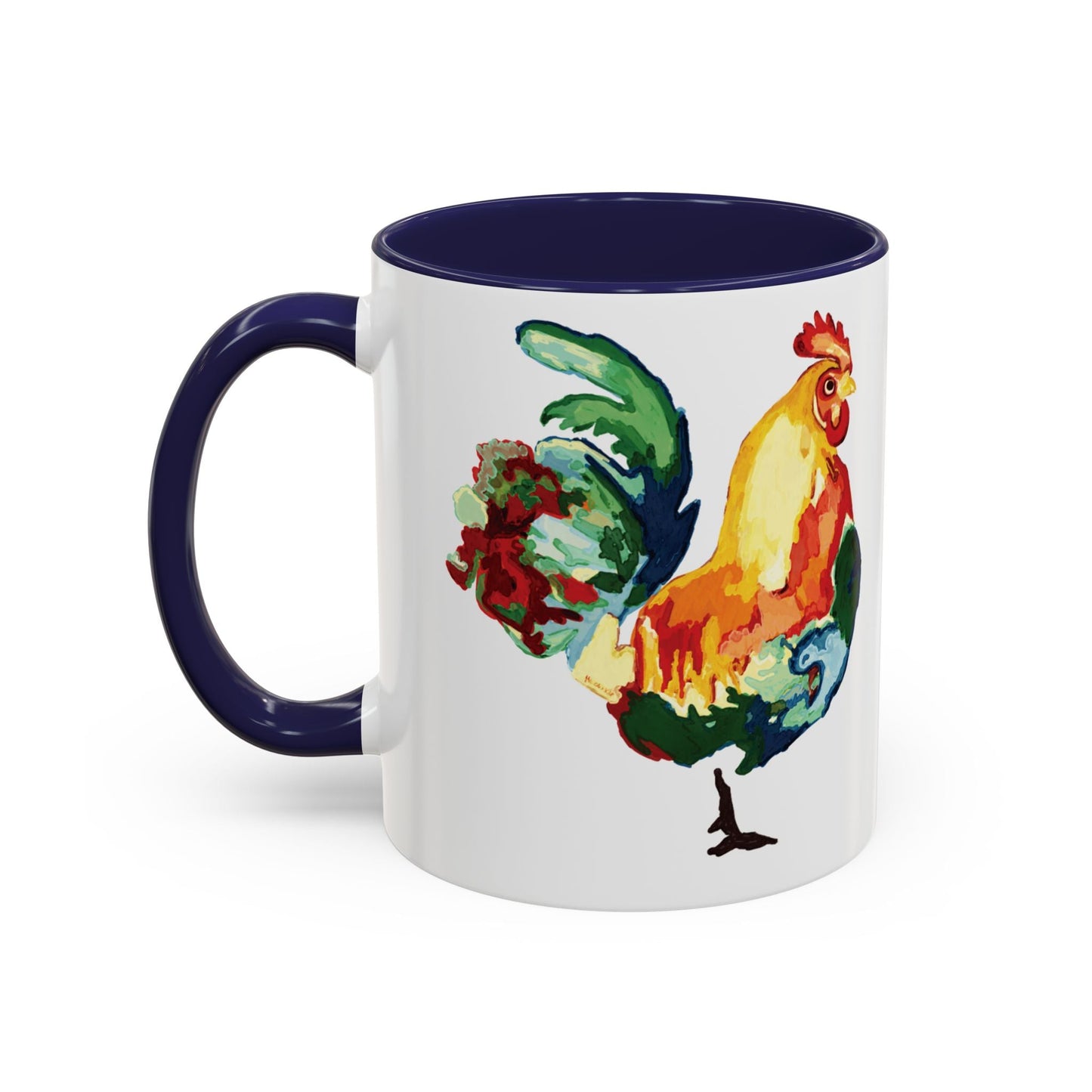 Rooster Two Tone Ceramic Coffee Mug (11oz & 15oz) - Blue Cava