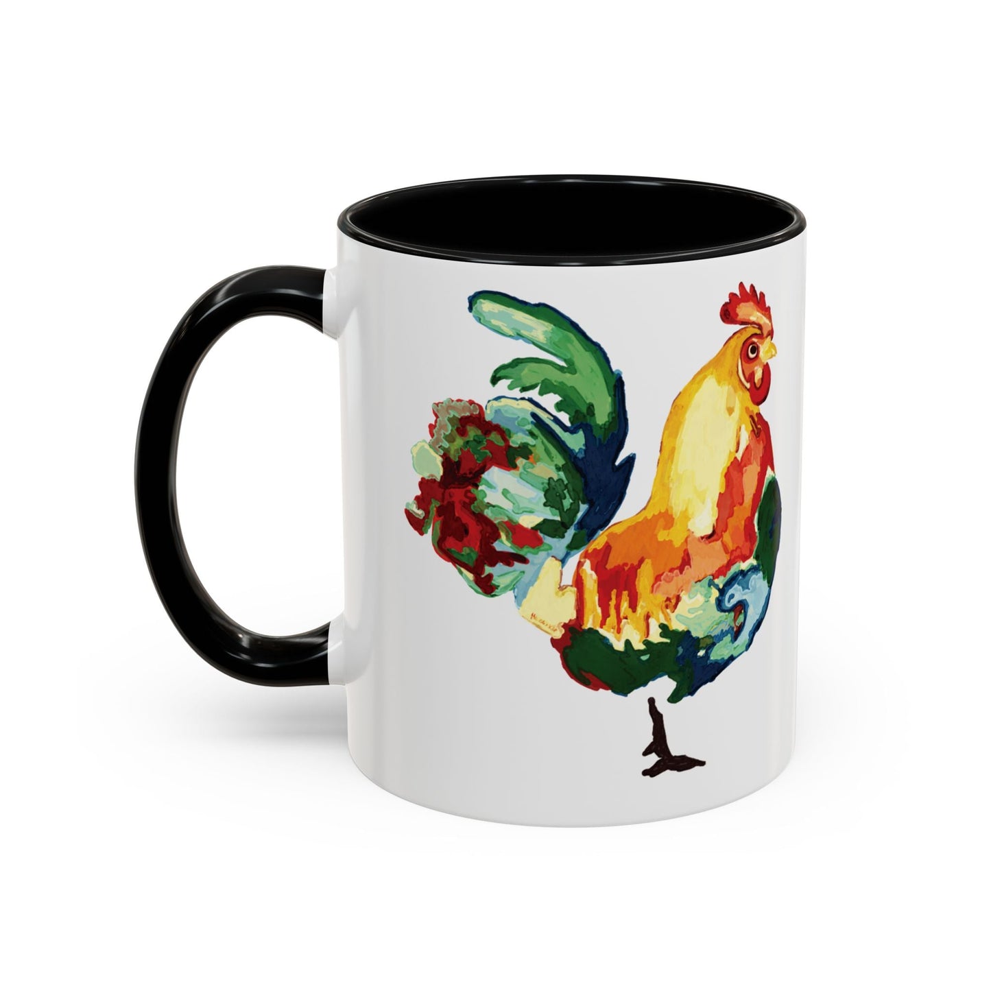 Rooster Two Tone Ceramic Coffee Mug (11oz & 15oz) - Blue Cava