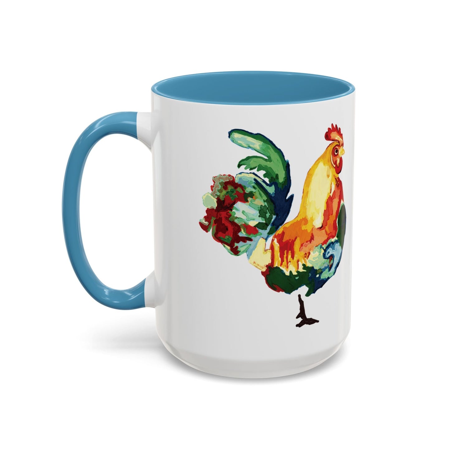 Rooster Two Tone Ceramic Coffee Mug (11oz & 15oz) - Blue Cava