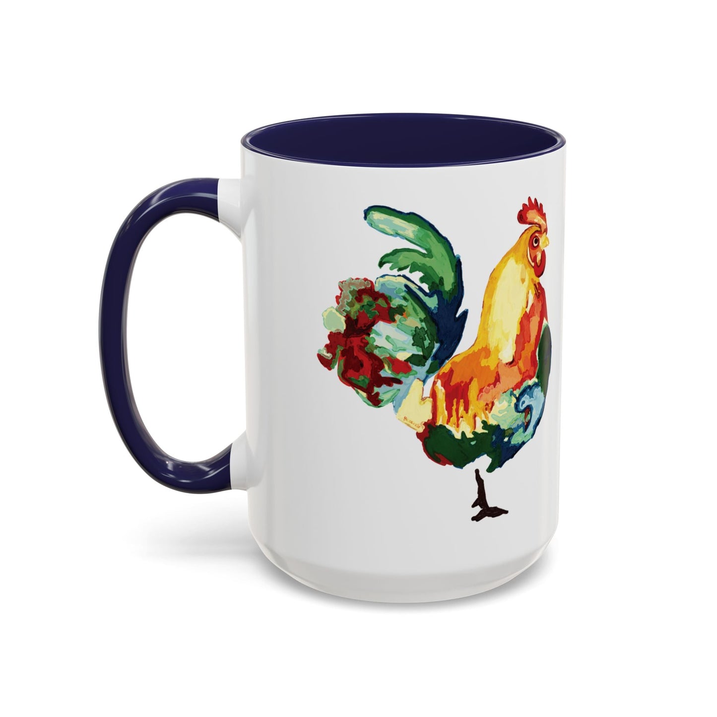 Rooster Two Tone Ceramic Coffee Mug (11oz & 15oz) - Blue Cava