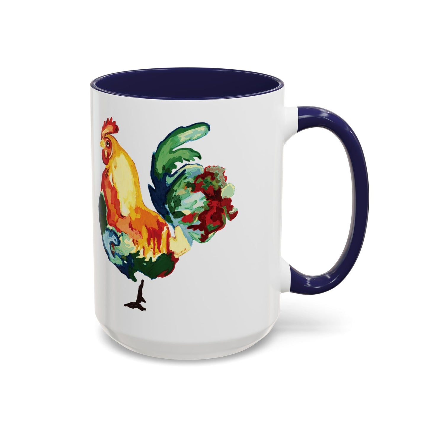 Rooster Two Tone Ceramic Coffee Mug (11oz & 15oz) - Blue Cava
