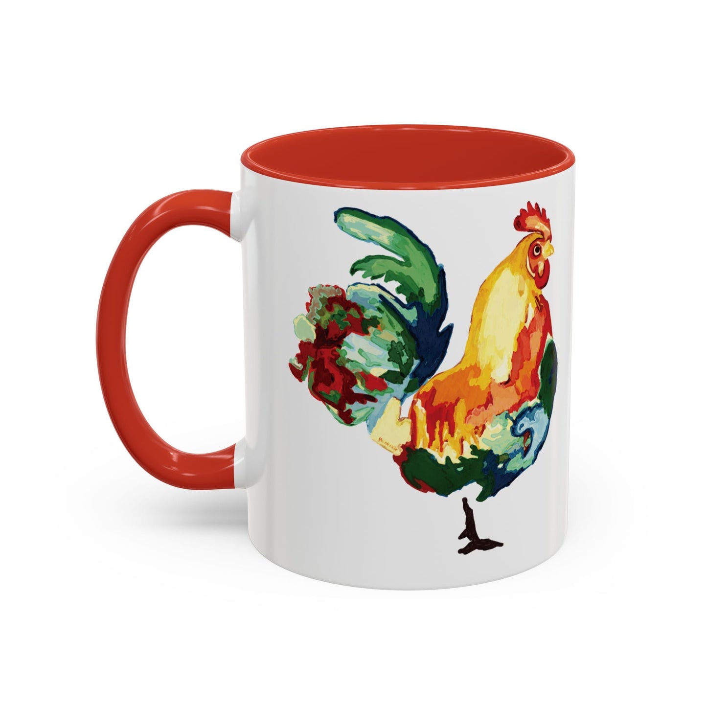 Rooster Two Tone Ceramic Coffee Mug (11oz & 15oz) - Blue Cava