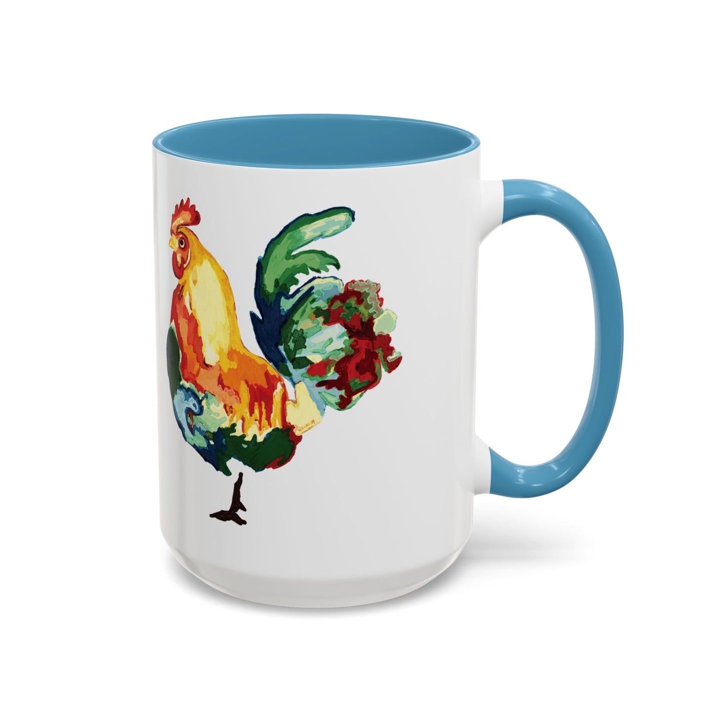Rooster Two Tone Ceramic Coffee Mug (11oz & 15oz) - Blue Cava