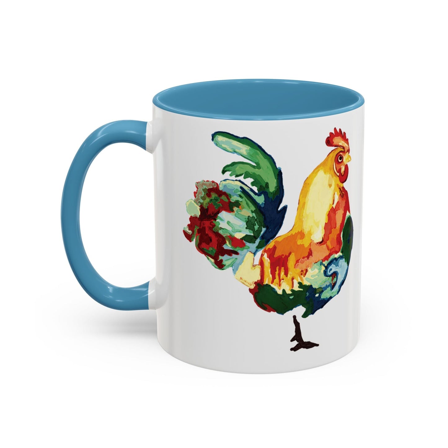 Rooster Two Tone Ceramic Coffee Mug (11oz & 15oz) - Blue Cava