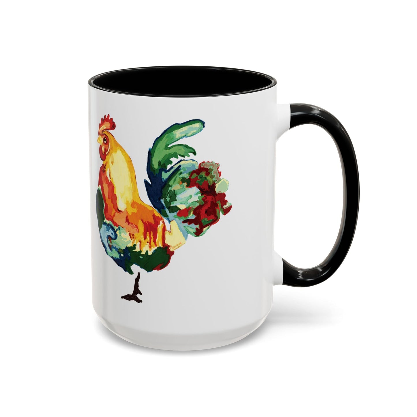 Rooster Two Tone Ceramic Coffee Mug (11oz & 15oz) - Blue Cava
