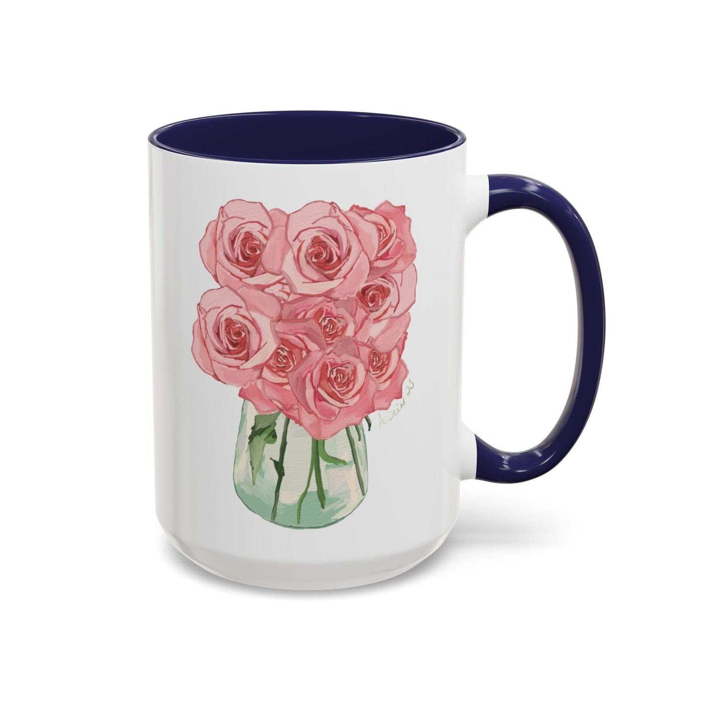 Rose Bouquet Two Tone Coffee Mug (11oz & 15oz) - Blue Cava