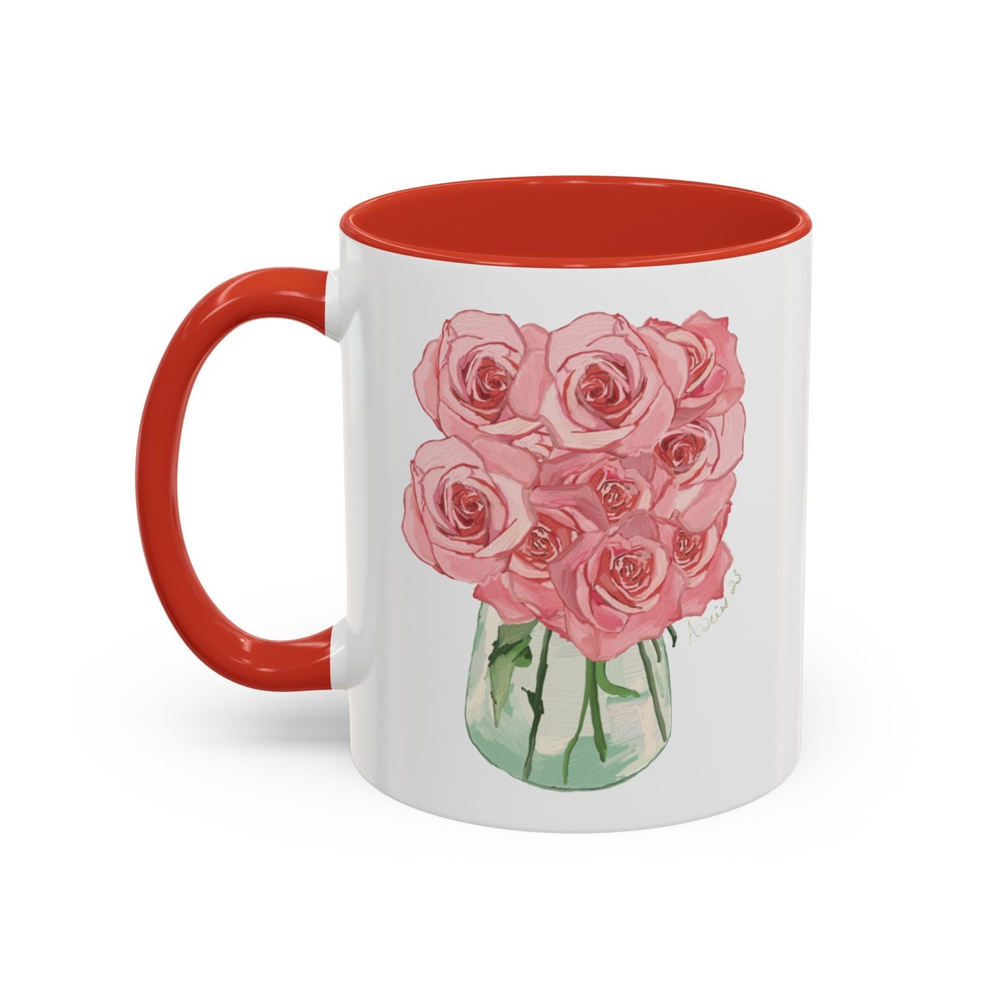 Rose Bouquet Two Tone Coffee Mug (11oz & 15oz) - Blue Cava