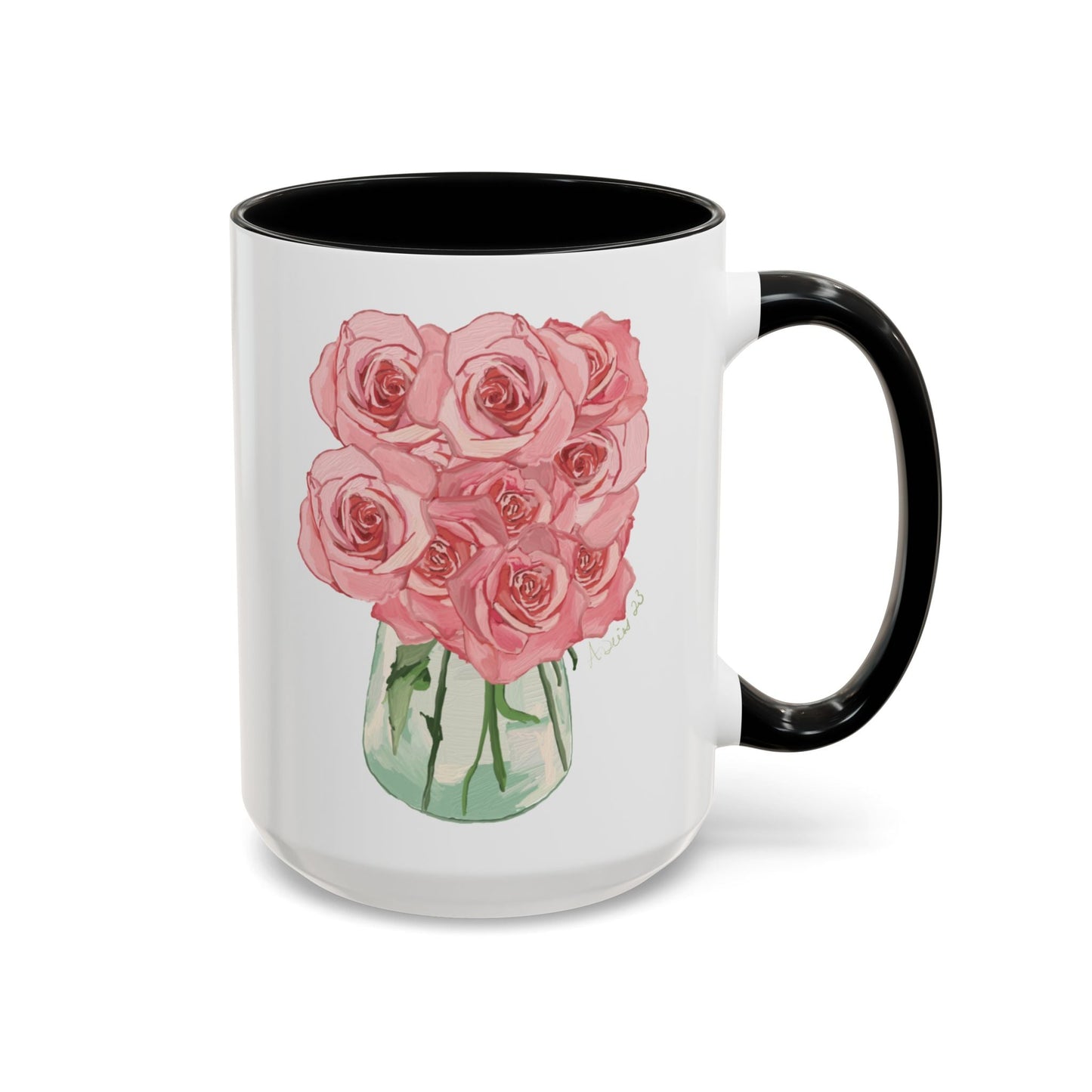 Rose Bouquet Two Tone Coffee Mug (11oz & 15oz) - Blue Cava