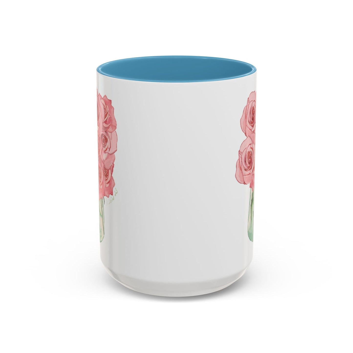 Rose Bouquet Two Tone Coffee Mug (11oz & 15oz) - Blue Cava