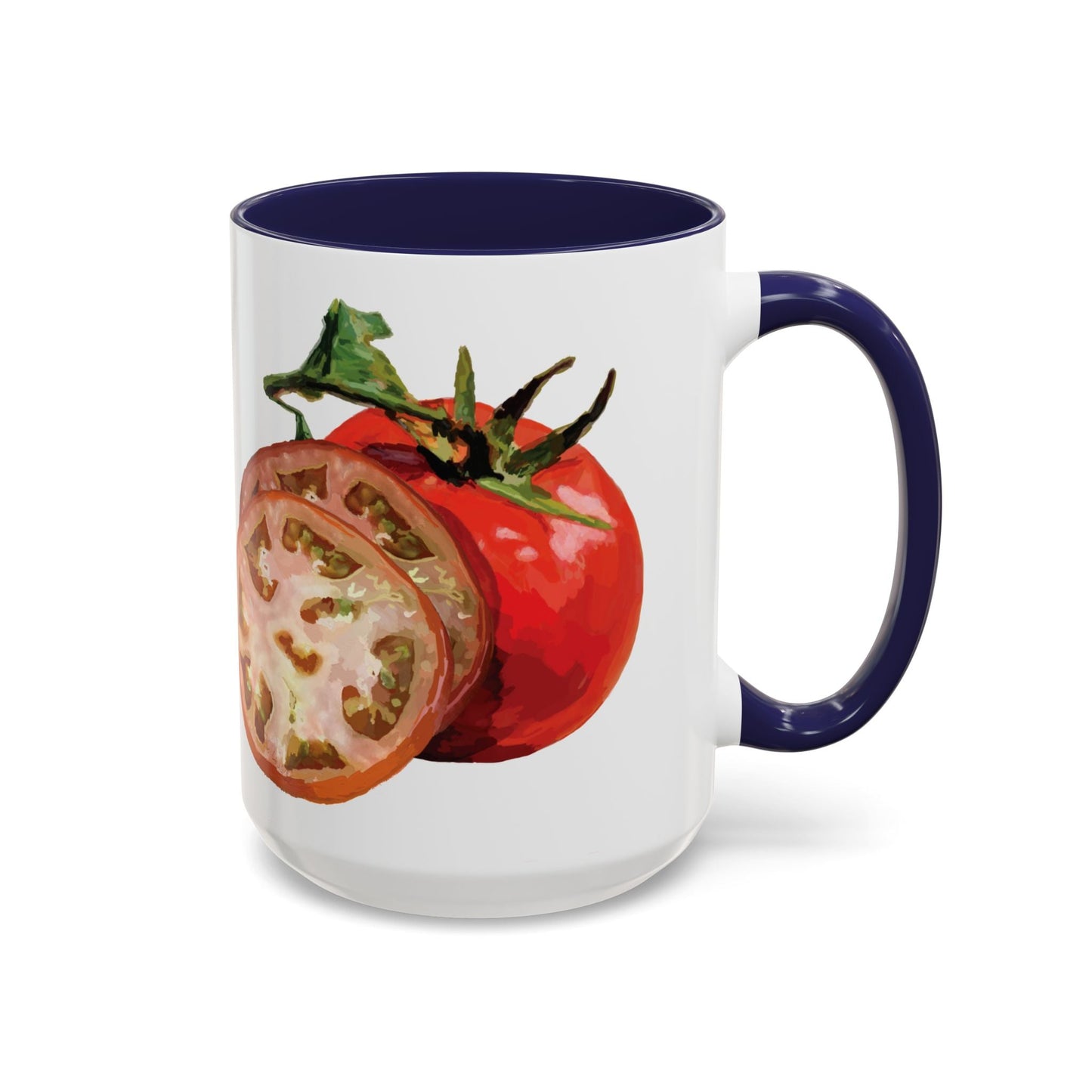 Rustic Tomato Two - Tone Ceramic Mugs - 11oz and 15 oz - Perfect for Gardeners - Blue Cava