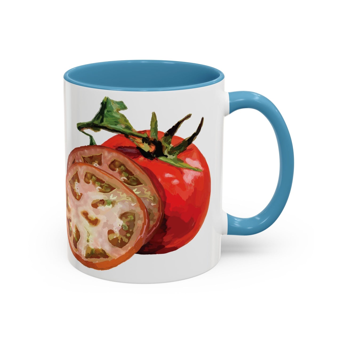 Rustic Tomato Two - Tone Ceramic Mugs - 11oz and 15 oz - Perfect for Gardeners - Blue Cava