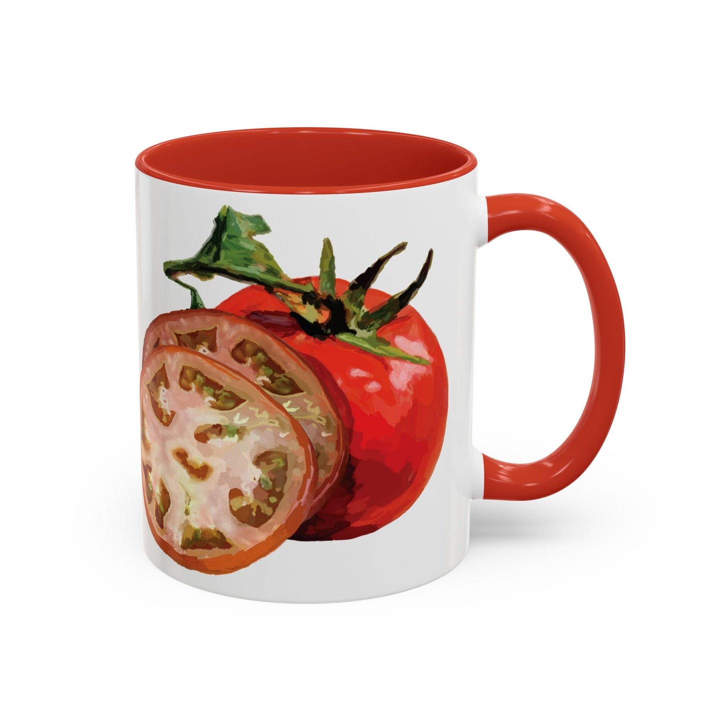 Rustic Tomato Two - Tone Ceramic Mugs - 11oz and 15 oz - Perfect for Gardeners - Blue Cava