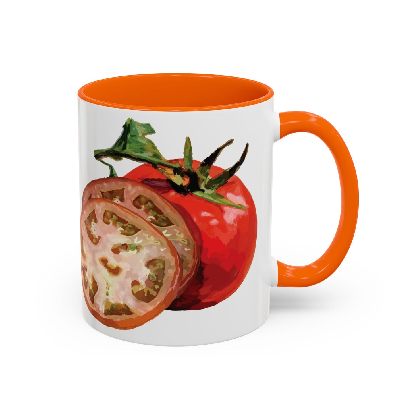 Rustic Tomato Two - Tone Ceramic Mugs - 11oz and 15 oz - Perfect for Gardeners - Blue Cava