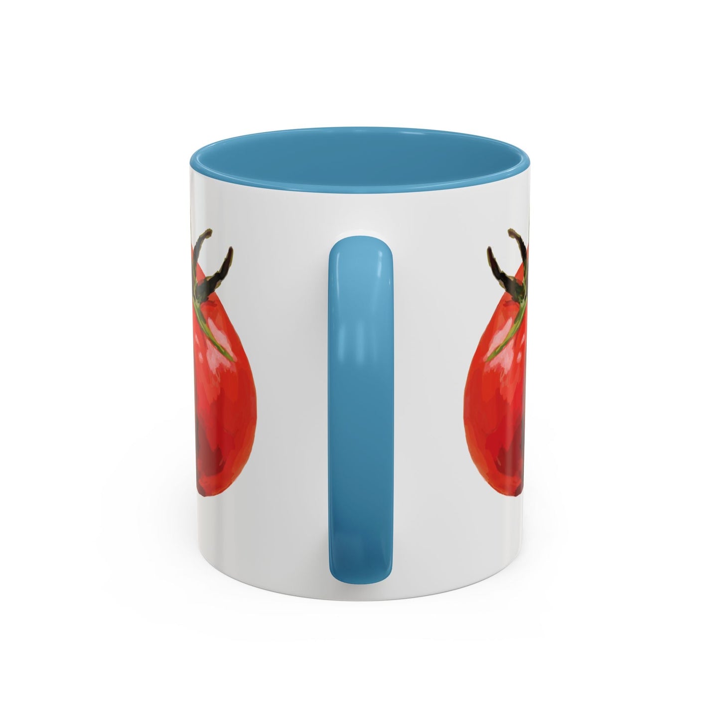 Rustic Tomato Two - Tone Ceramic Mugs - 11oz and 15 oz - Perfect for Gardeners - Blue Cava