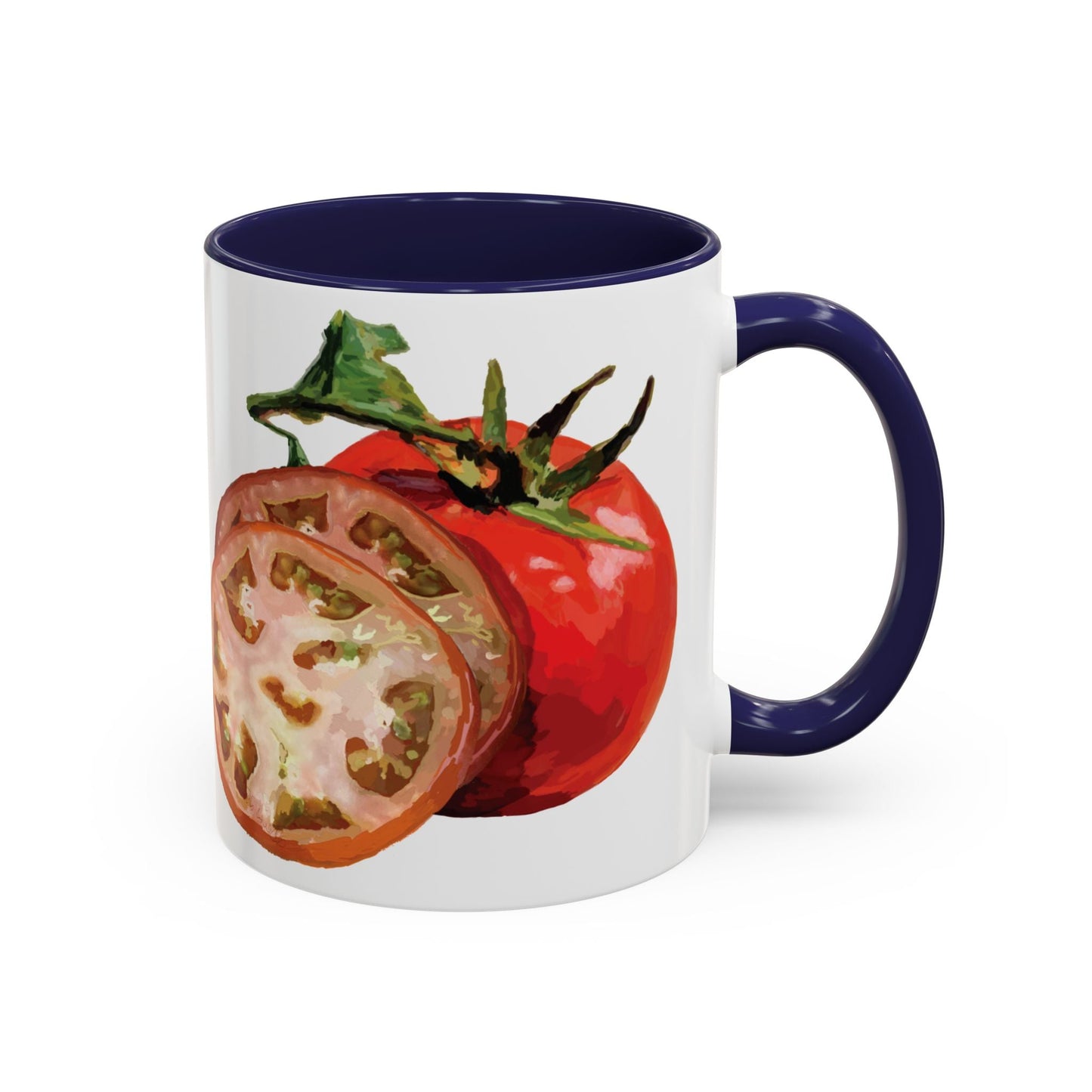 Rustic Tomato Two - Tone Ceramic Mugs - 11oz and 15 oz - Perfect for Gardeners - Blue Cava