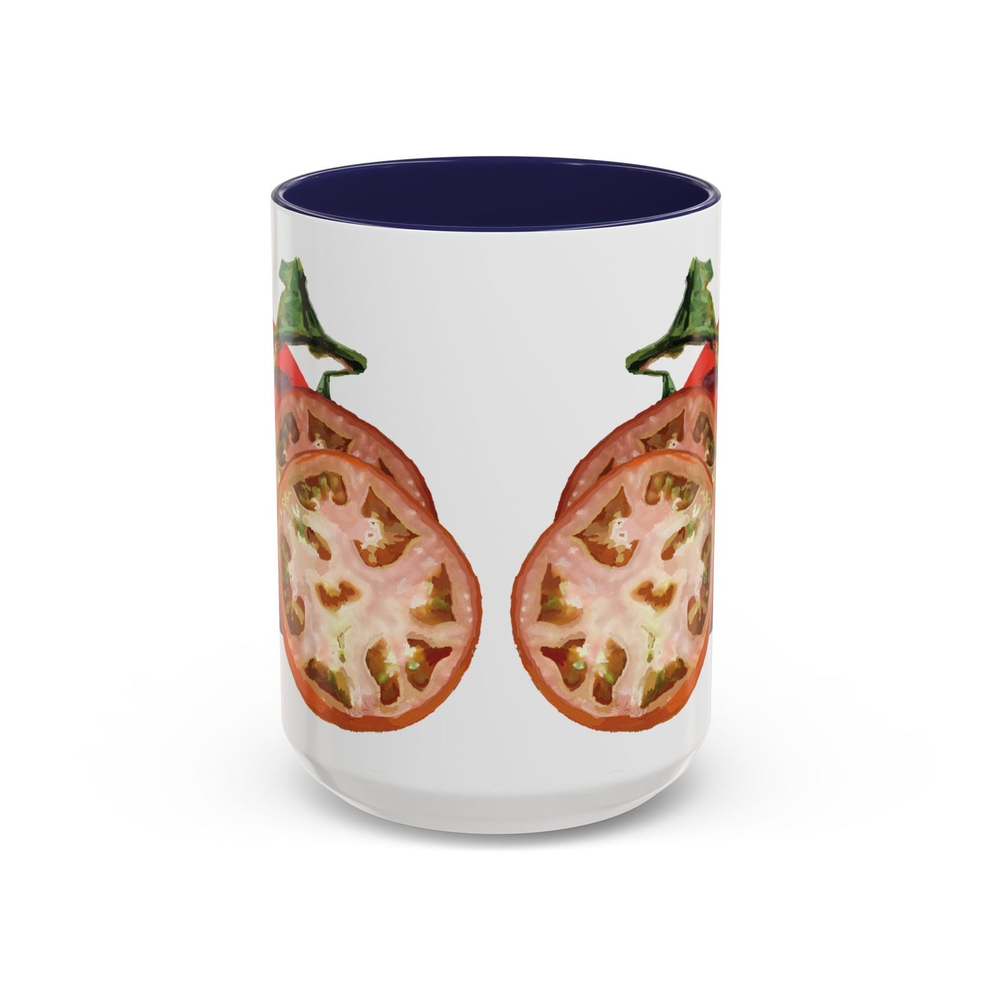 Rustic Tomato Two - Tone Ceramic Mugs - 11oz and 15 oz - Perfect for Gardeners - Blue Cava