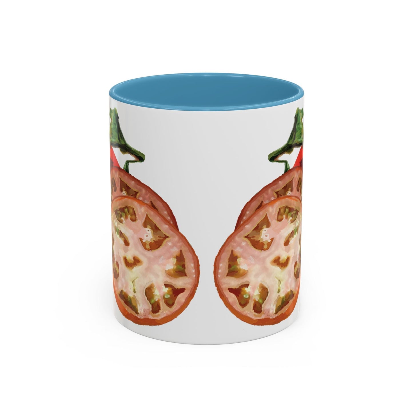 Rustic Tomato Two - Tone Ceramic Mugs - 11oz and 15 oz - Perfect for Gardeners - Blue Cava