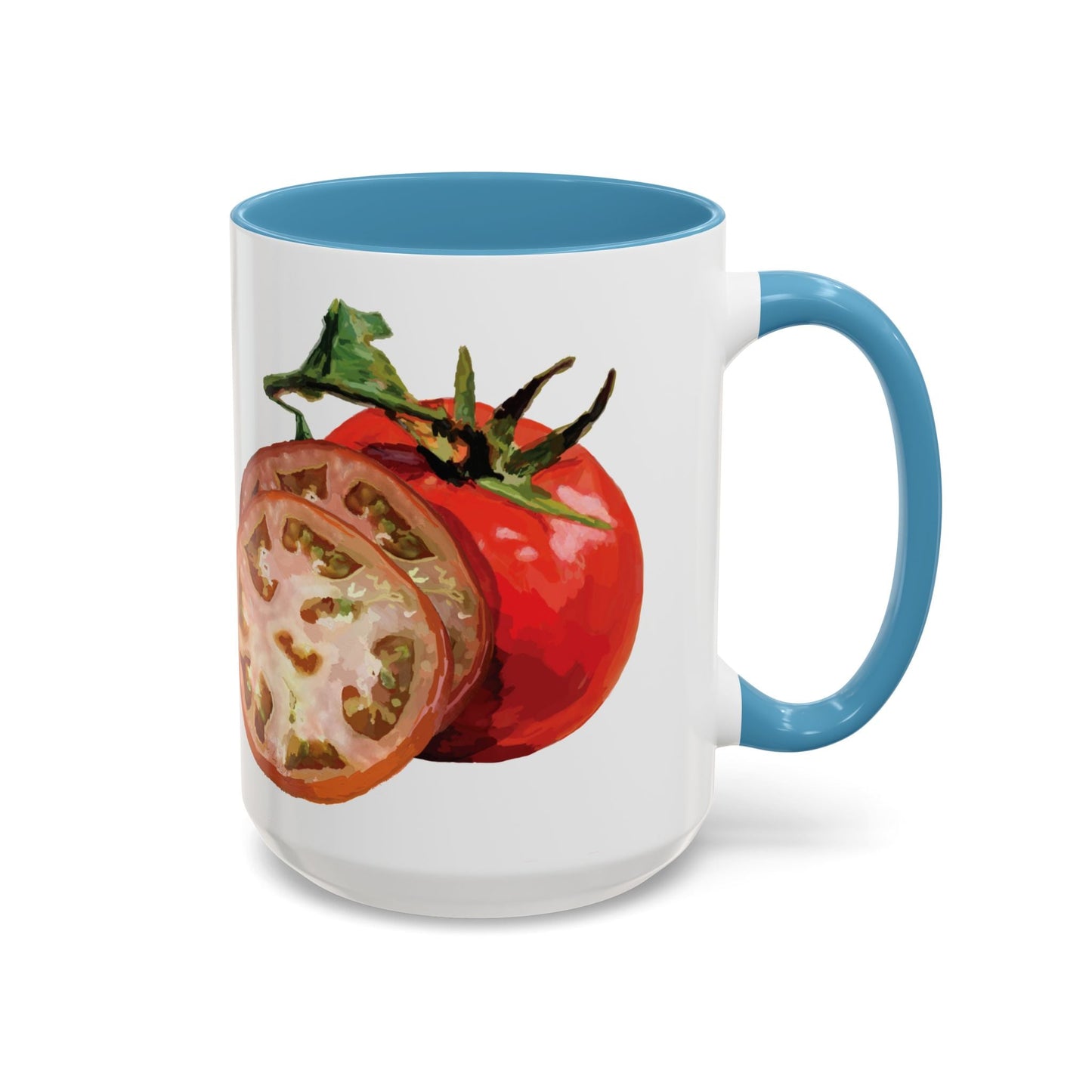 Rustic Tomato Two - Tone Ceramic Mugs - 11oz and 15 oz - Perfect for Gardeners - Blue Cava