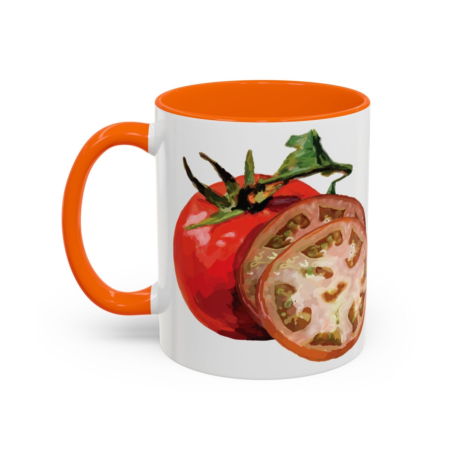 Rustic Tomato Two - Tone Ceramic Mugs - 11oz and 15 oz - Perfect for Gardeners - Blue Cava