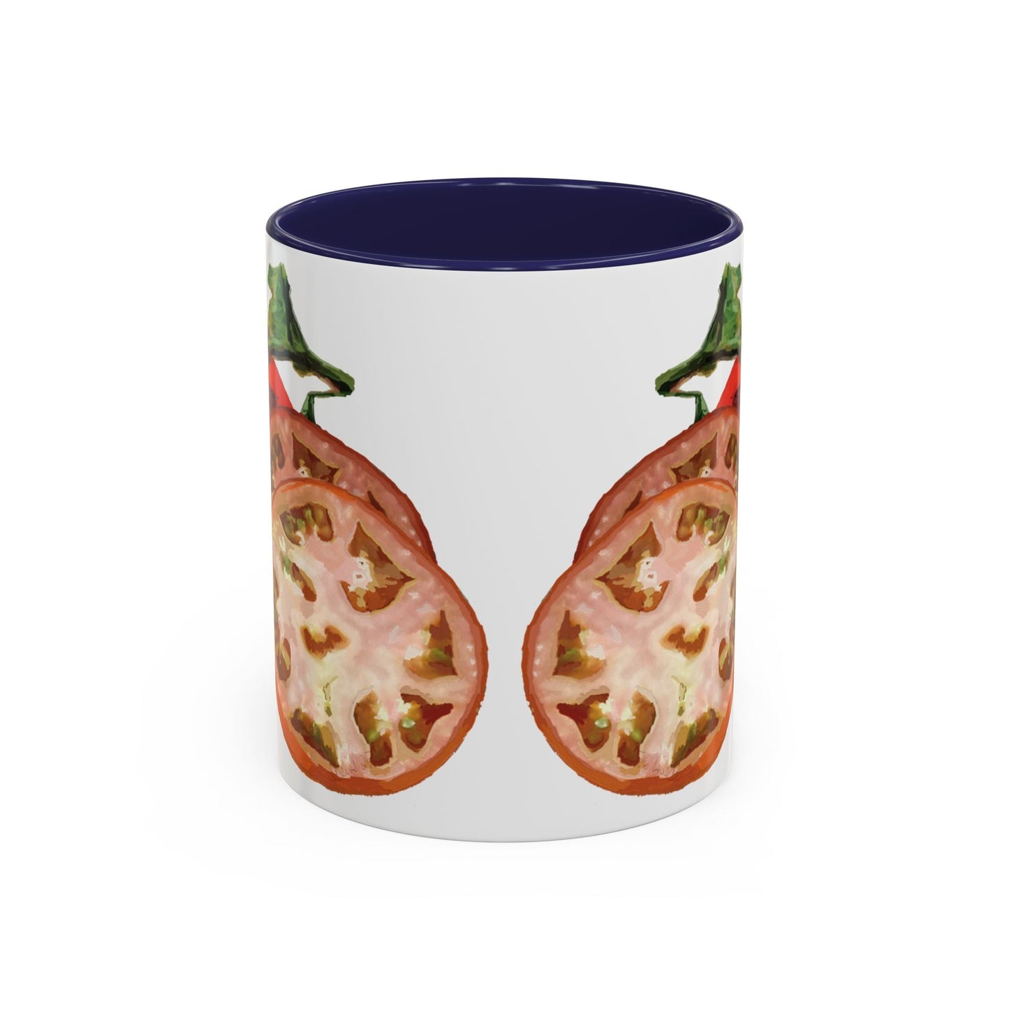 Rustic Tomato Two - Tone Ceramic Mugs - 11oz and 15 oz - Perfect for Gardeners - Blue Cava