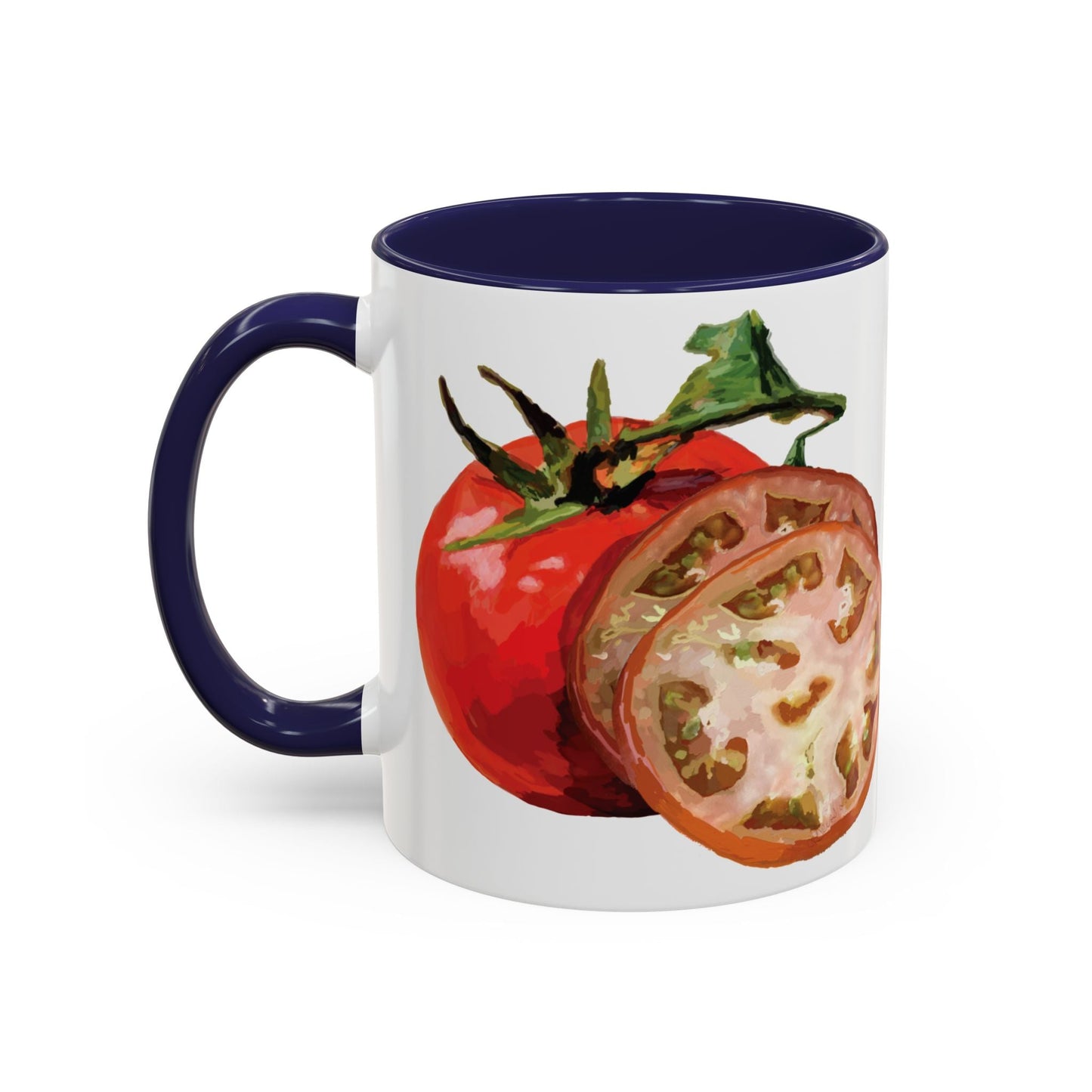 Rustic Tomato Two - Tone Ceramic Mugs - 11oz and 15 oz - Perfect for Gardeners - Blue Cava
