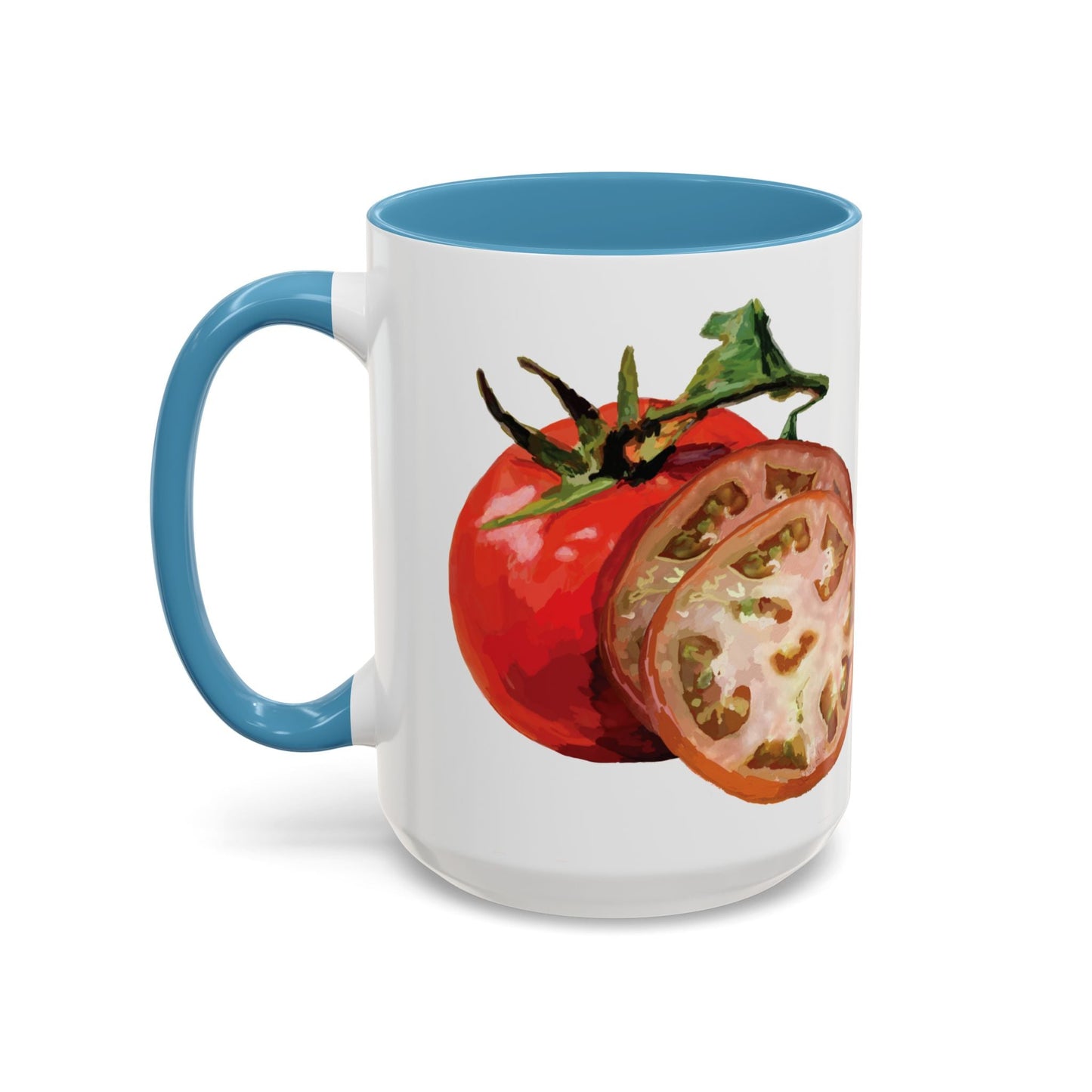 Rustic Tomato Two - Tone Ceramic Mugs - 11oz and 15 oz - Perfect for Gardeners - Blue Cava