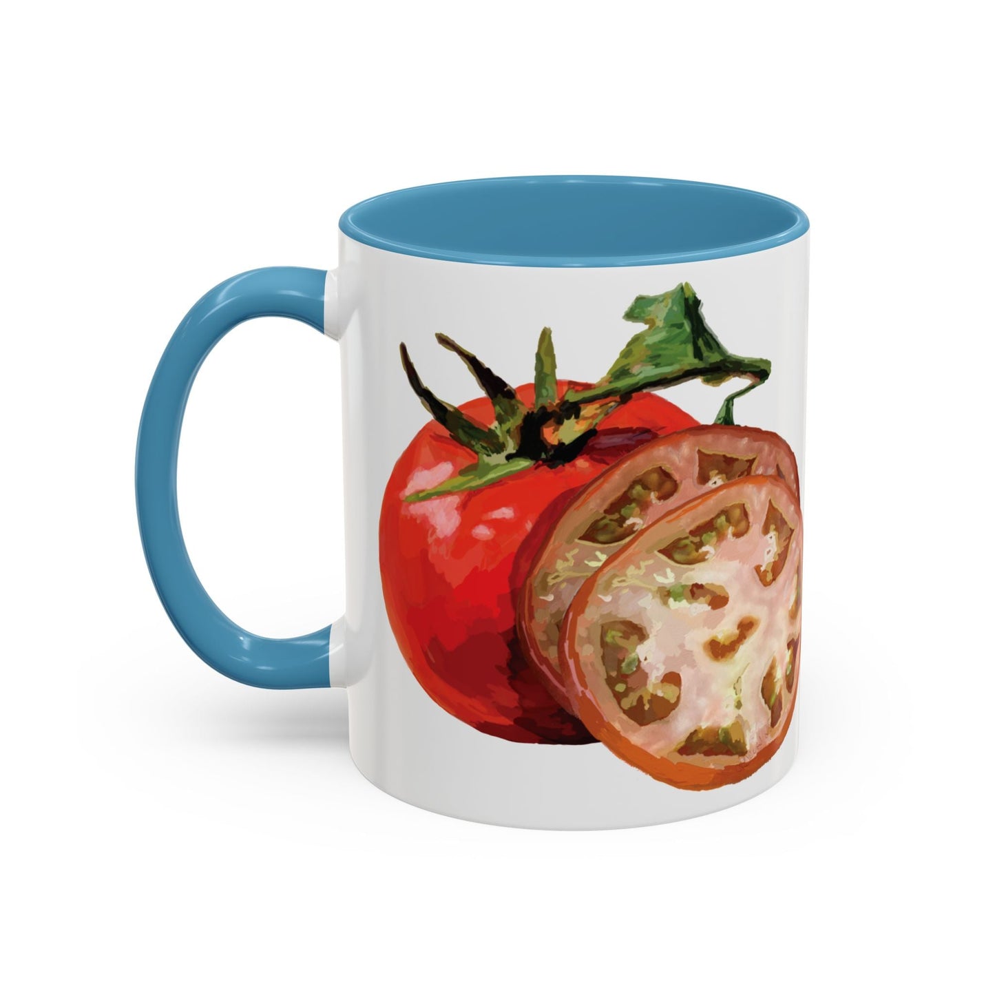 Rustic Tomato Two - Tone Ceramic Mugs - 11oz and 15 oz - Perfect for Gardeners - Blue Cava