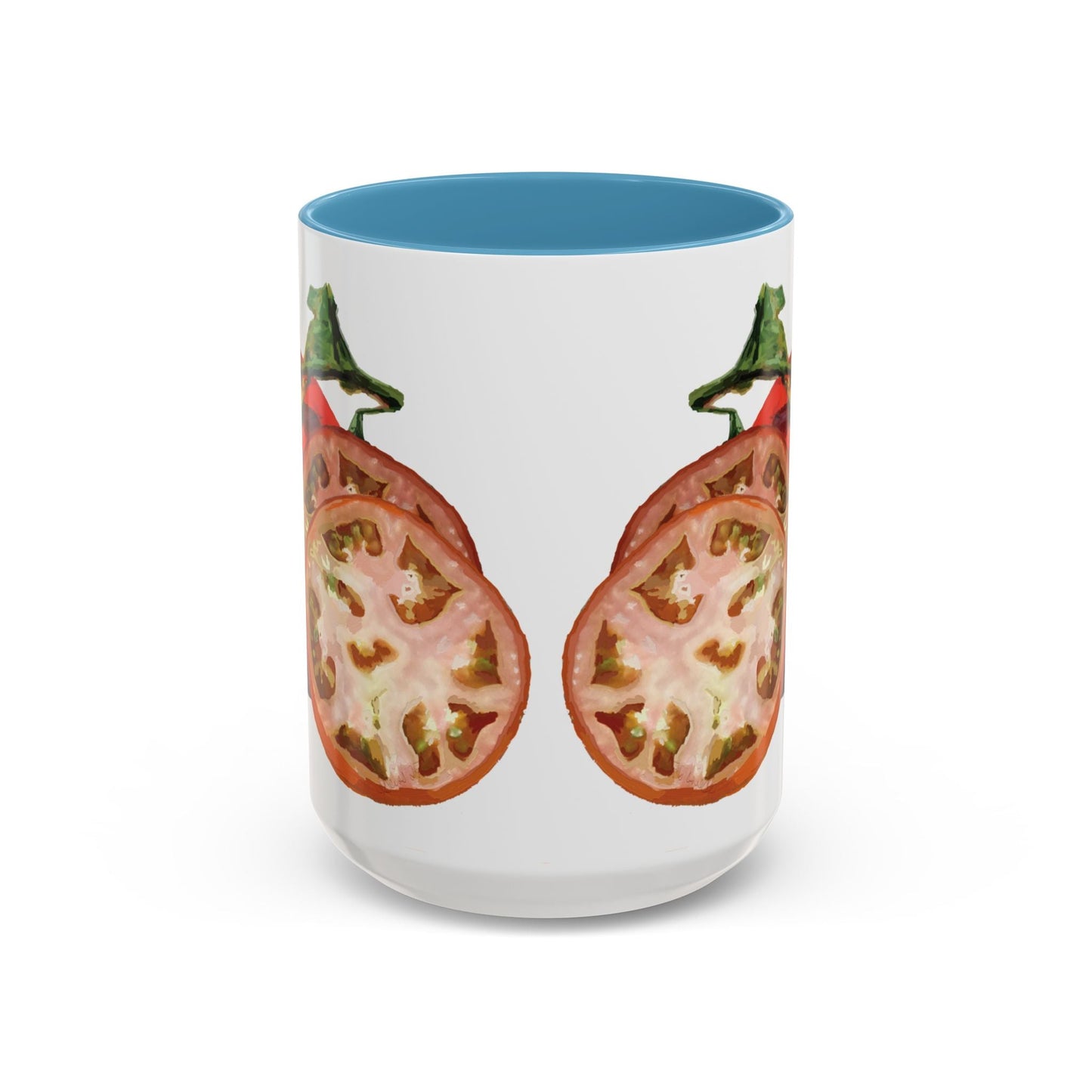 Rustic Tomato Two - Tone Ceramic Mugs - 11oz and 15 oz - Perfect for Gardeners - Blue Cava