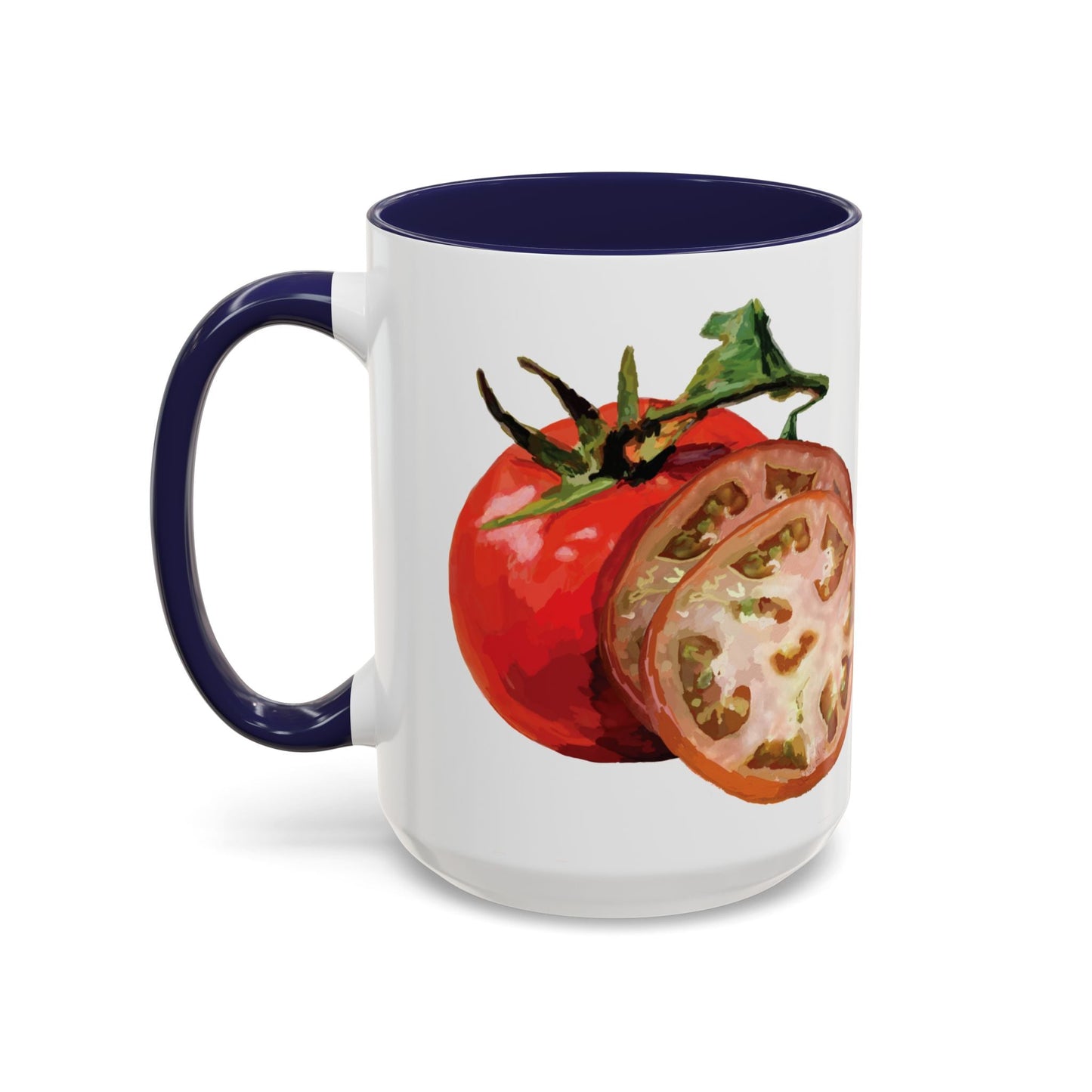 Rustic Tomato Two - Tone Ceramic Mugs - 11oz and 15 oz - Perfect for Gardeners - Blue Cava