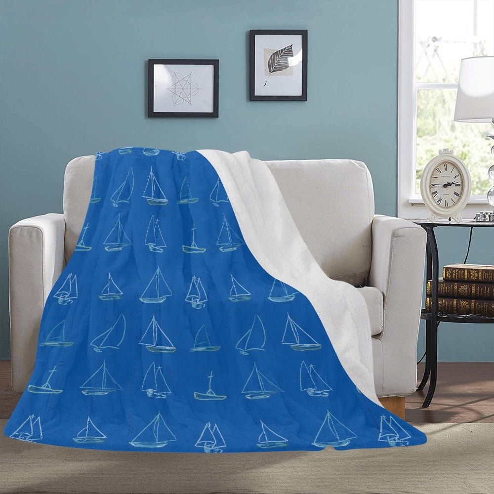 Sailboat Ultra - Soft Micro Fleece Blanket 60" X 80" - Blue Cava