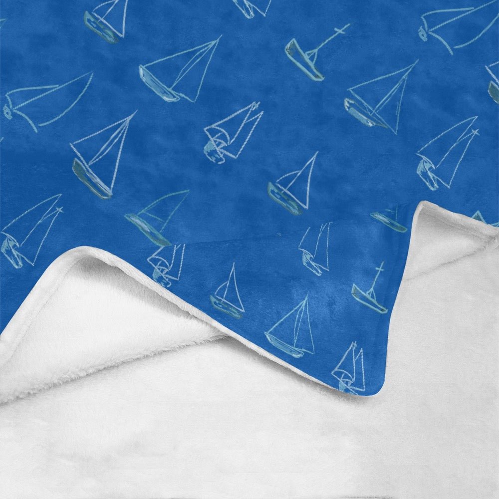 Sailboat Ultra - Soft Micro Fleece Blanket 60" X 80" - Blue Cava