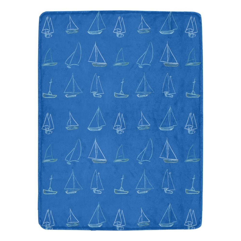 Sailboat Ultra - Soft Micro Fleece Blanket 60" X 80" - Blue Cava