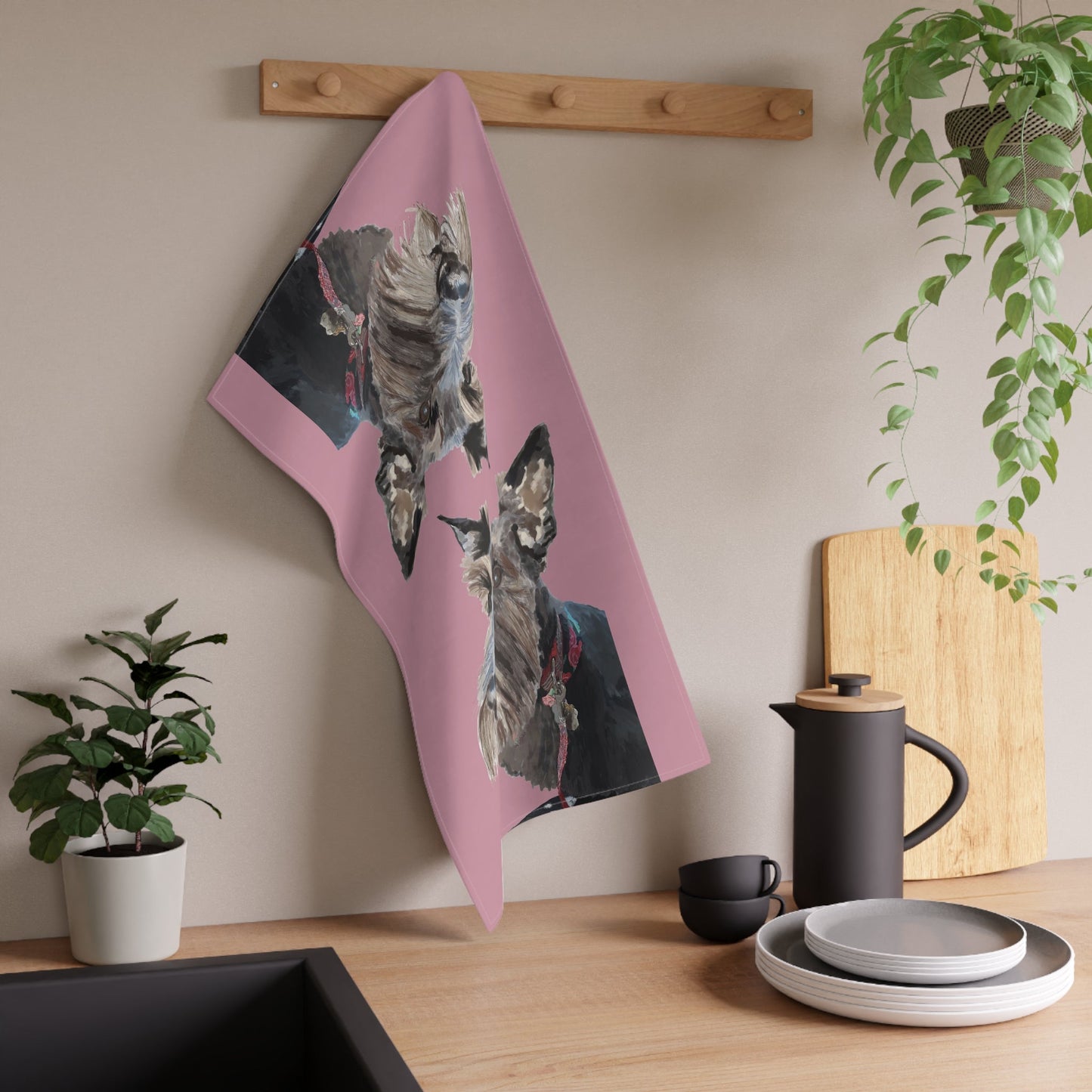 Scottish Terrier “Fala” Kitchen Tea Towels - Blue Cava