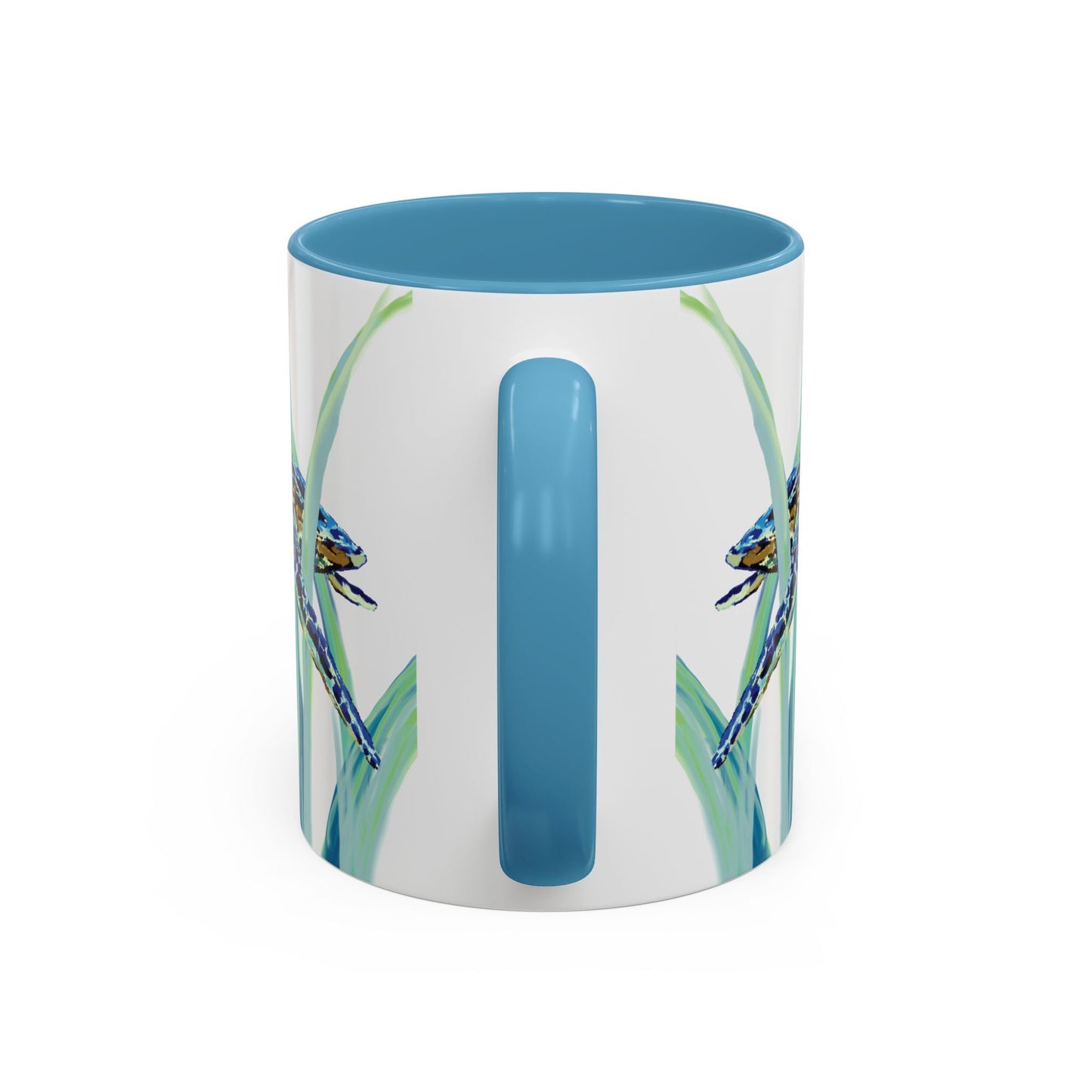 Sea Turtle Ocean Inspired Two - Tone Ceramic Mugs, 11oz & 15oz - Blue Cava