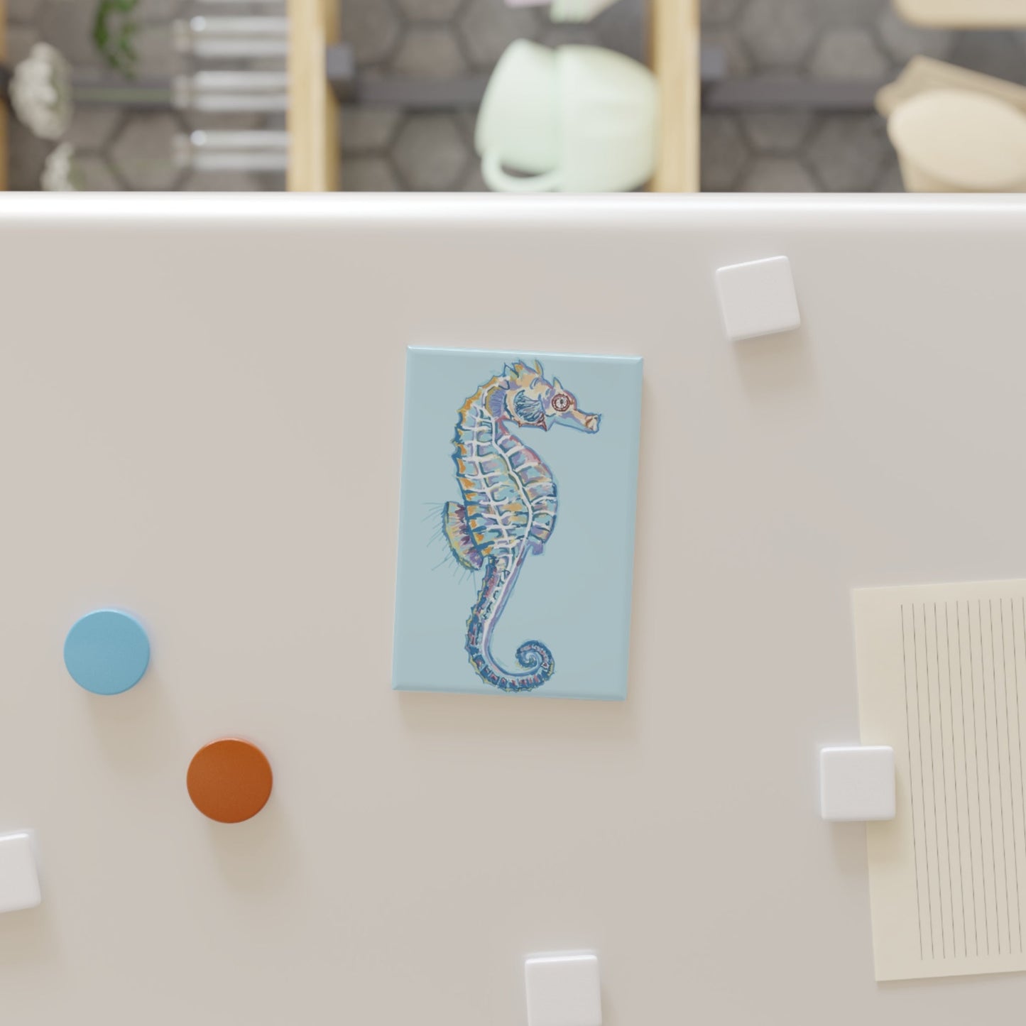 Seahorse Button Magnet Set - 1 pc or 10 pcs. - Blue Cava