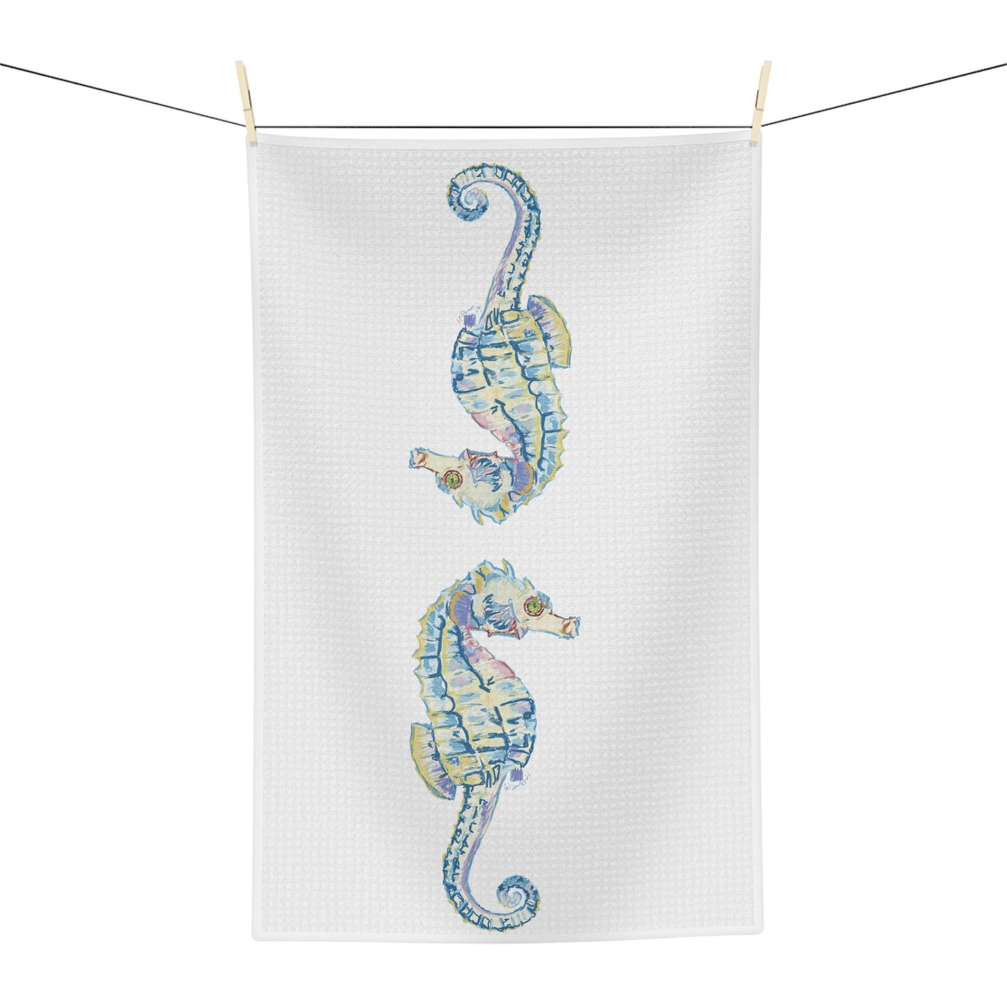 Seahorse Microfiber Tea Towel - Blue Cava