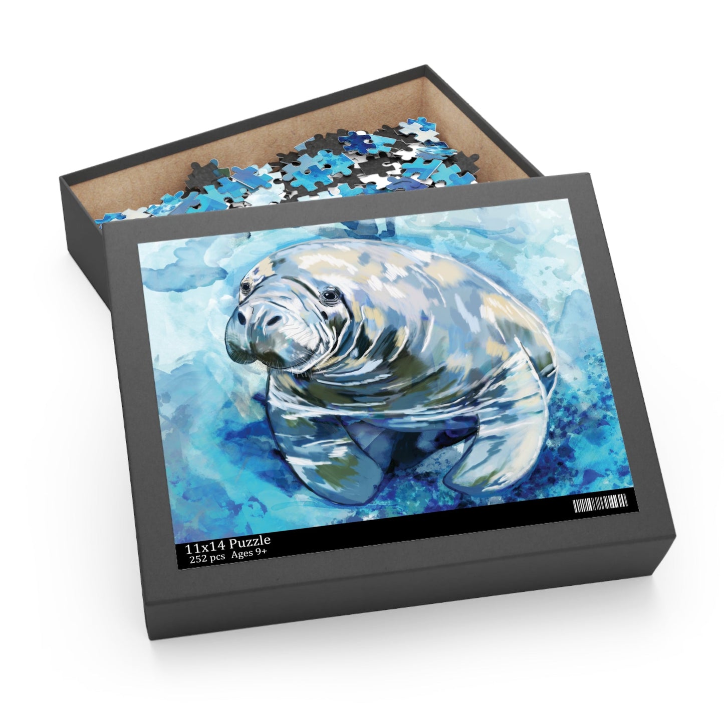 Serene Manatee Puzzles - 120, 252, 500 - Piece | Relaxing Puzzle - Blue Cava