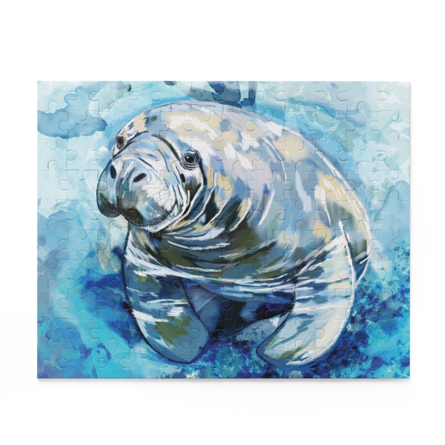 Serene Manatee Puzzles - 120, 252, 500 - Piece | Relaxing Puzzle - Blue Cava