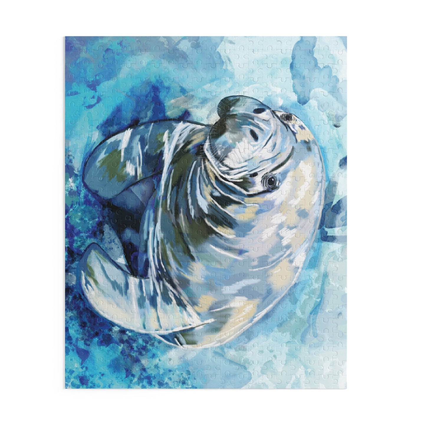 Serene Manatee Puzzles - 120, 252, 500 - Piece | Relaxing Puzzle - Blue Cava