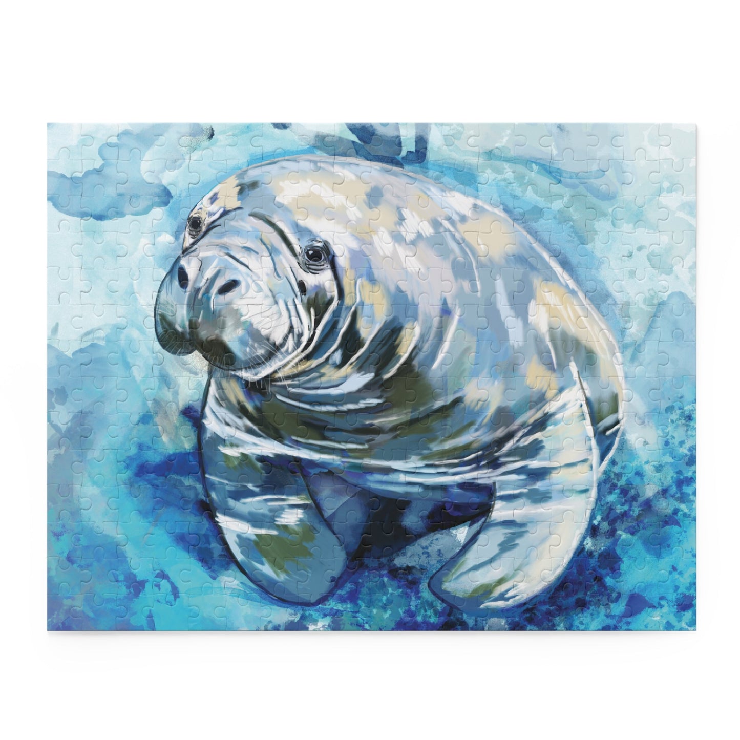 Serene Manatee Puzzles - 120, 252, 500 - Piece | Relaxing Puzzle - Blue Cava