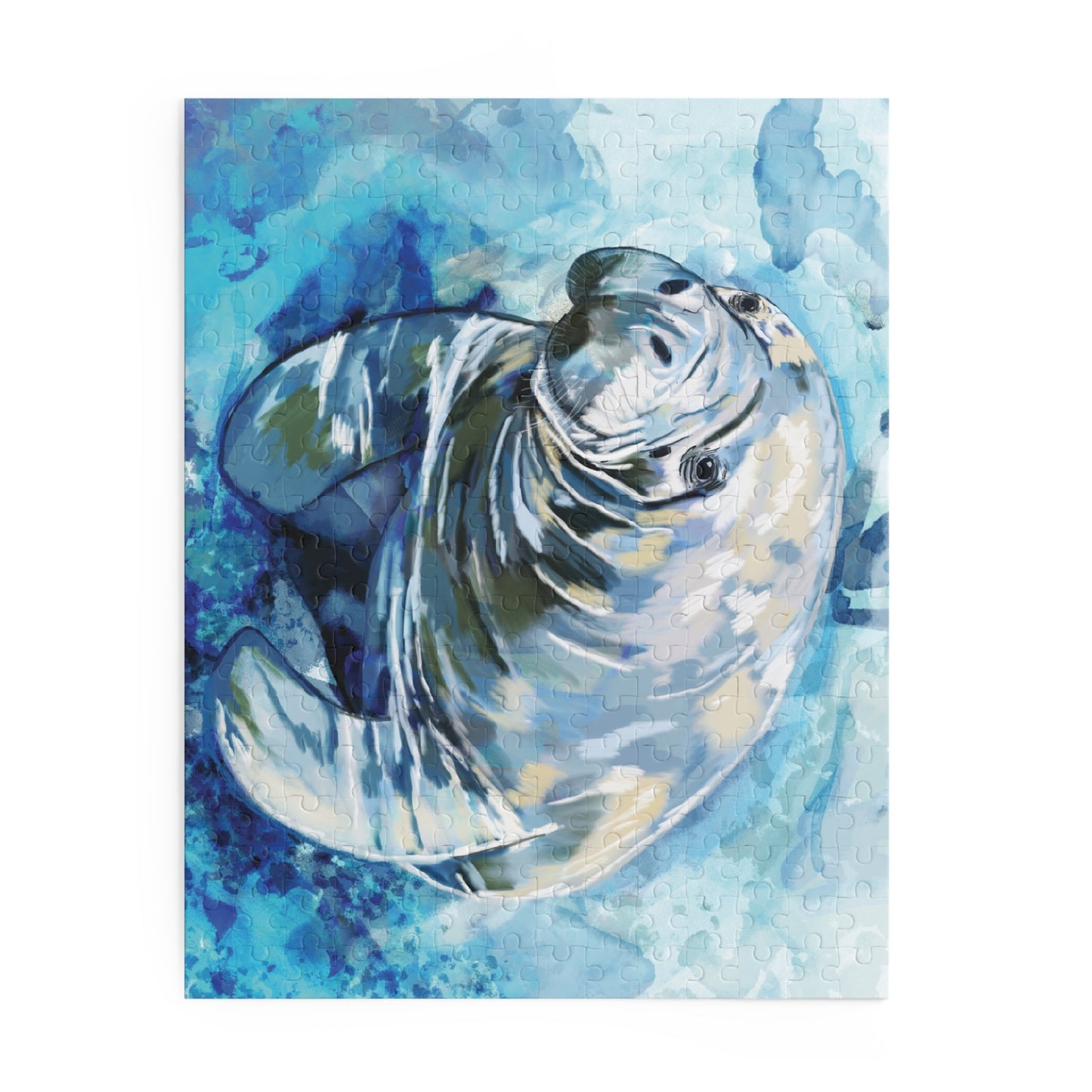 Serene Manatee Puzzles - 120, 252, 500 - Piece | Relaxing Puzzle - Blue Cava