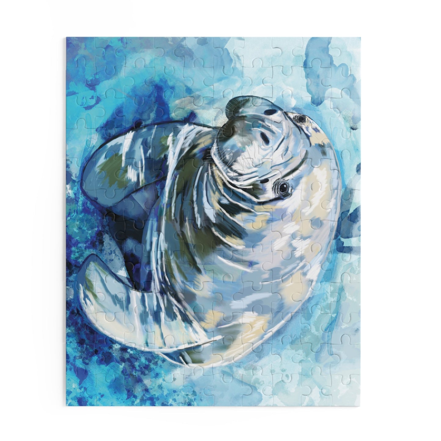 Serene Manatee Puzzles - 120, 252, 500 - Piece | Relaxing Puzzle - Blue Cava