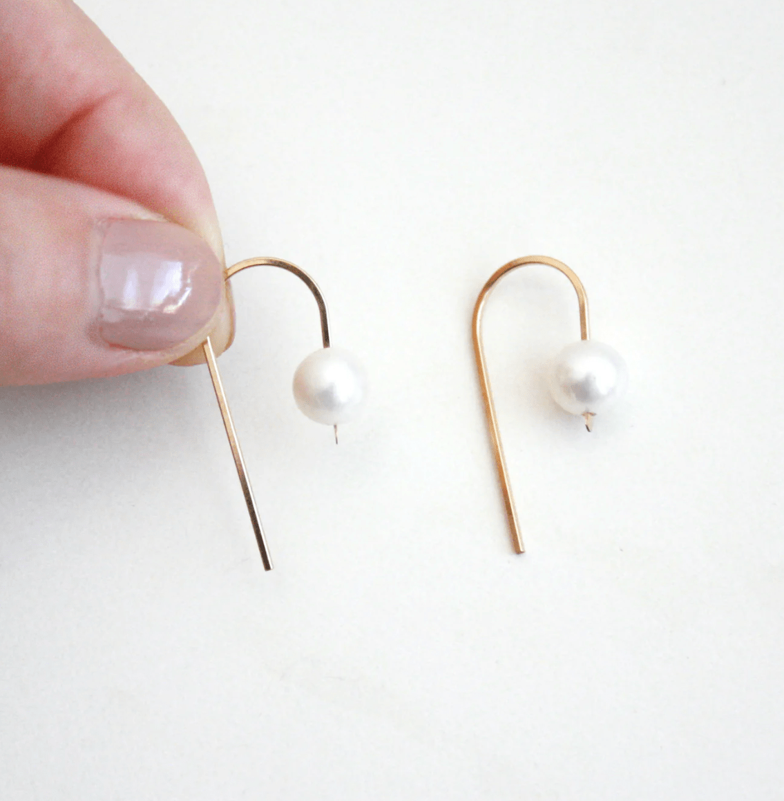 Short Arc Threader Earrings - Hooks and Luxe - Blue Cava