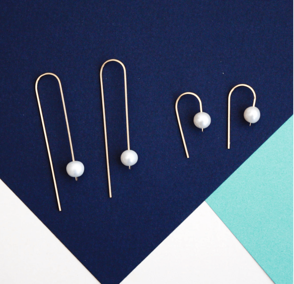 Short Arc Threader Earrings - Hooks and Luxe - Blue Cava