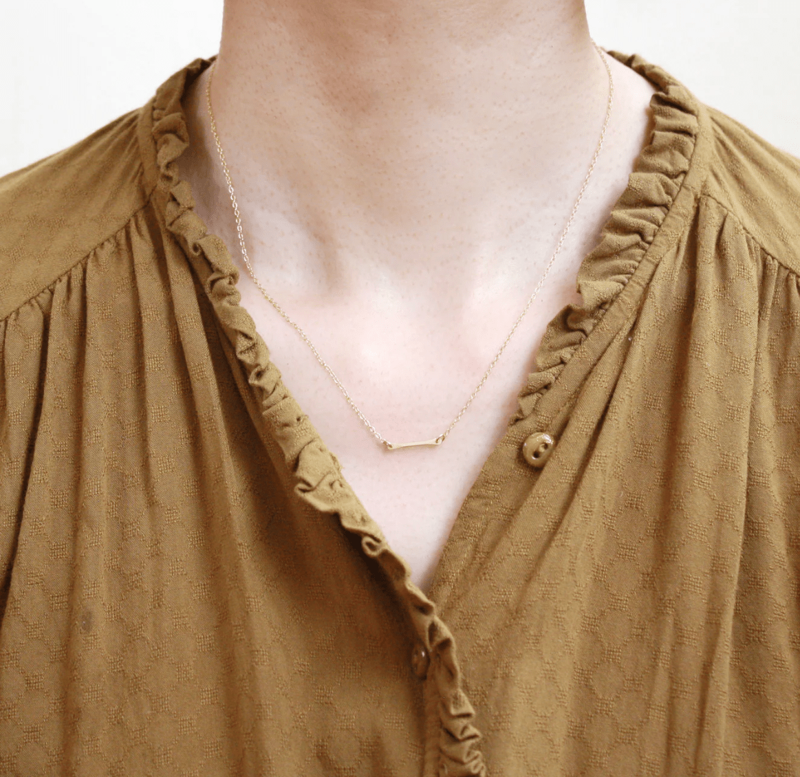 Short Bar 14 K Gold Fill Necklace - Hooks and Luxe - Blue Cava