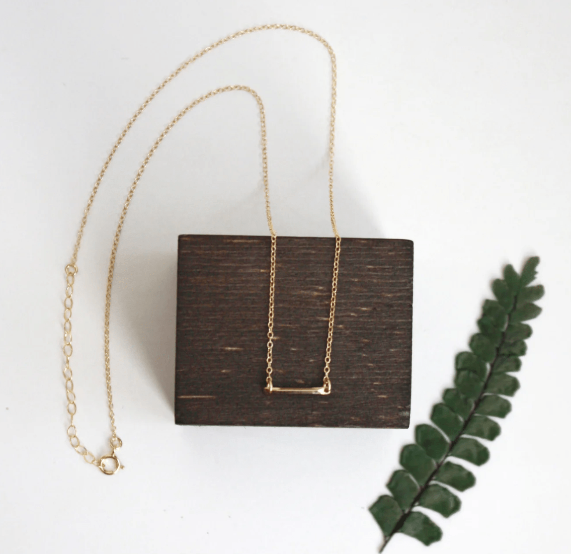 Short Bar 14 K Gold Fill Necklace - Hooks and Luxe - Blue Cava